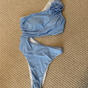 Cupshe Blue One Shoulder Swim One Piece